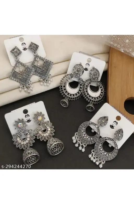 Combo of 4 Pair New Latest Design Drop & Dangles Hoop Jhumki 