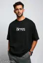 Men's Oversized Printed Black Stylish T-shirt 