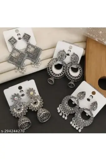 Combo of 4 Pair New Latest Design Drop & Dangles Hoop Jhumki 