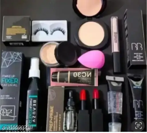 Best Makeup Combo 12 Puff,Compact Powder, Loose Powder, Concealer, Eyelashes,Fixer,