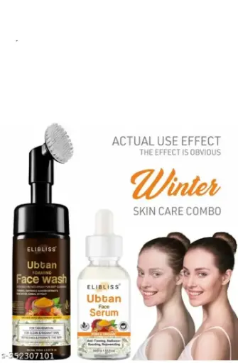 Ubtan Foaming Face Wash with brush - For Spot less Glow With Ubtan Face Serum Removes Dead Skin Combo