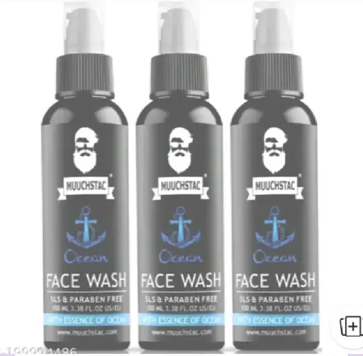 Ocean Face Wash for Men | Fight Acne & Pimples, Brighten Skin, Clears Dirt, Oil Control, Refreshing Feel - Multi-Action Formula | 100 ml | Pack of 3