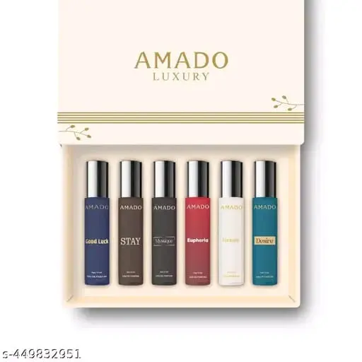 Amado Luxury Unisex Long Lasting Every Day Perfume Combo Gift Set for Men & Women - Pack Of 6 x 10ml Each