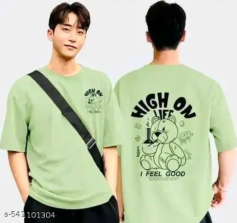 Stylish Oversize Men Printed, Typography Round Neck Cotton Blend T-Shirt